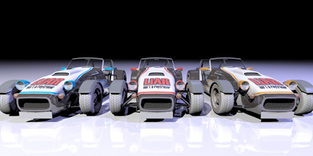Front view of the LX6 cars with team skin.  Model courtesy 